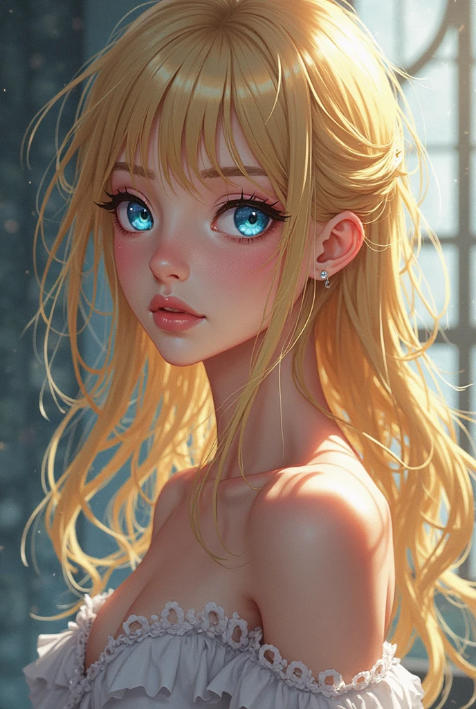 Cute girl,1 girl,((extremely Cute and beautiful blonde haired anime girl)),(((16 years))),(big breasts:1.2),(blonde with long hair:1.2, big forehead:1.2), (straight bangs:1.2), blonde hair, shiny hair, hairpin, curled eyelashes:0.6,(beautiful big eyes:1.3), difficult eyes,beautiful detailed eyes,symmetrical eyes,big eyes:1.5,(apricot eyes:1.2), extremely detailed Cute anime face, sheer pale blush, dark brown skin, One,🦄,🌈,kawaii,((thick)),(((shiny skin:1.5,Bright skin: 1.5,tanned skin,shiny skin,very shiny skin,shiny body,пластиковая shiny skin,exaggerated shiny skin,illuminated skin))),(lower abdomen of a spider,Slim waist,wide hip,athletic body,pumped up legs,thick thighs,detailed body,(detailed face)),

Cute,promiscuous,seductive,Erotic,(NFV),

Zettai Ryoiki,revealing clothes,show skin,((plunge sports bra,winter themed bra)),(tiny winter themed thong,sport tiny thong),(((winter accessories))),(snowflake wreath),

(dynamic pose:1.0),embarrassed,(centered,Scale to fit,Rule of thirds),

inside,in room,((Cute bedroom,girl Cute bedroom)),landscape:1.25,((difficult landscape)),((winter decorations)),

(Глянцевые winter decorations),A high resolution,sharp focus,(ultra detailed,extremely detailed),(photorealistic work:1.37),(extremely detailed CG unity 8k wallpaper),(((bright colors,bright theme))),(difficult),(masterpiece),(Best quality),
