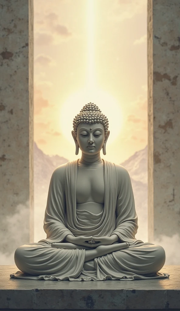 Buddha Statue, crepuscular rays,