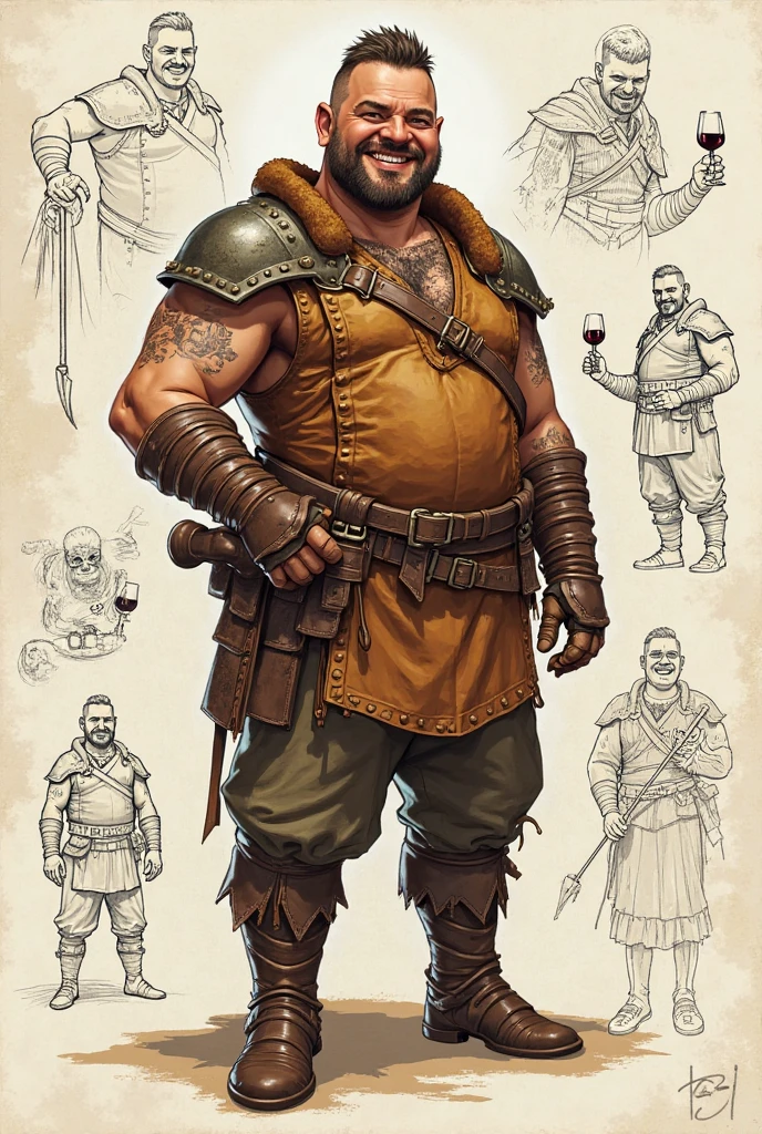 a male teenager with medieval clothing (fat:1.1), obese,
brown eyes, brown hair, short hair, dnd a character profile,
<lora:derpd - DerpdeedooStyle:0.4> derpd
