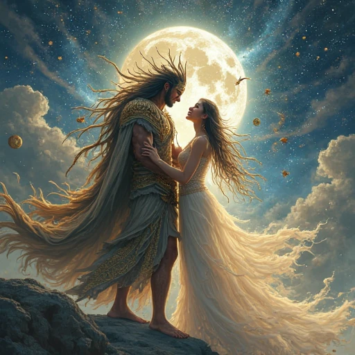generate a picture of tungkung langit with his lover alunsina