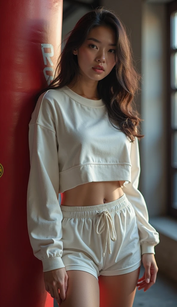 1woman, woman, asian woman, woman, hot woman, asian/Philippines model, beautiful, model, sport shorts, girly shorts, running shorts, casual woman shorts, sweater, cute female sweater, sweater, great figure, perfect proportions, black hair, long black hair, long beautiful black hair, white eyes, perfect beautiful white eyes, detailed white eyes, majestic woman great figure, asian/Philippines, asian woman, light pink lipstick, perfect face, cemeterial face, great body, beautiful body perfect face with white eyes black hair light pink lipstick asian/Philippines,casual clothes, sport shorts, girly shorts, running shorts, casual woman shorts, sweater, cute female sweater, sweater, asian woman, (Thick body, great figure) BREAK highly realistic, perfect image, realistic image, photorealistic, real image, real photo 8k image, high-resolution. [perfect hands, perfect legs, perfect proportions, perfect face, woman] asian woman, beautiful asian woman (white eyes, beautiful white eyes, detailed white eyes) *black hair* *white eyes* *sportshorts for woman* *oversized sweater*
