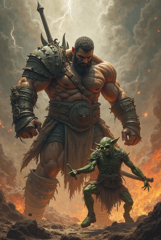 Before and after. A human male villager in front of a bonfire starting to transform into an Orc via hypnotic tribal drums. Hyper muscles. Loin cloth. Big bulging crotch. Hyper crotch bulge. Hypnosis. Brainwashing. Brainwashed. Hypnotized. Growing tusks. Tribal orc warrior transformation. "Drums ... can't ... think. I ... Me ... Orc.... Lok'tar...." Growing muscles. thick brow ridge. Dumber and dumber. Brute. Human to orc. Brainwashed laborer. Stupid. Something need doing. Blank stare.