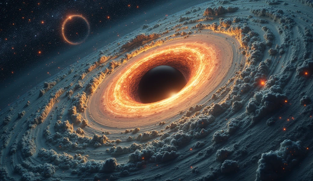 ((Foto RAW), absurdo, (absurd resolution)), obra-prima, Best Quality, (extremely detailed CG Unity 8k wallpaper), (best illustration), (best shade), Realistic lighting, fin ears, Van Gog floating in space in front of a black hole, universo, wide view