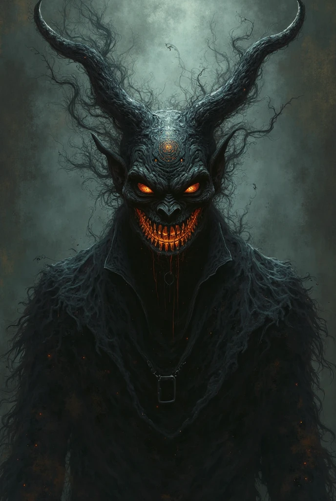 make an eyeless demon with a huge scary smile with completely black skin