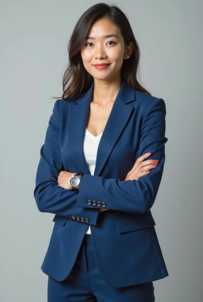 classy elegant woman, professional well dressed, 50 years old, add black hair