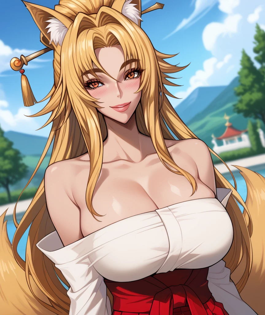 masterpiece, best quality, beautiful art, high resolution, well formed hands, body and fingers, 1 woman, solo,Tohru, 31 years old, red makeup, red lipstick,adult, grown up,  cosplaying as Mai Shiranui , mai_shiranui_cosplay, adult, large and round breasted, cleavage, full body , hair ribbon, gorgeous legs and, thighs, sexy Japanese clothes, hair ornament , sexy and bare legs , hips and thighs, she is doing exercise in the park, warming up, working out, sexy and captivating training, smiling joyfully and happily , looking at the viewer, , sweating , bouncing breasts, training montage session, beach environment 
