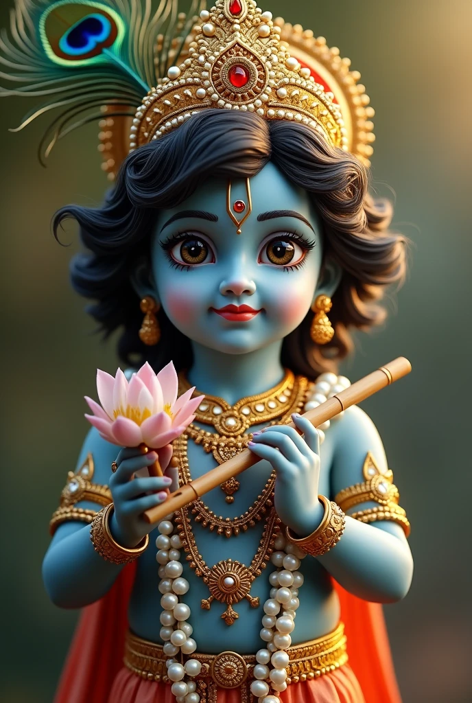Create a poster of happy janmashtami with lord Shri Krishna photo and write  "Laxmi spare parts" at top for whatsapp status 