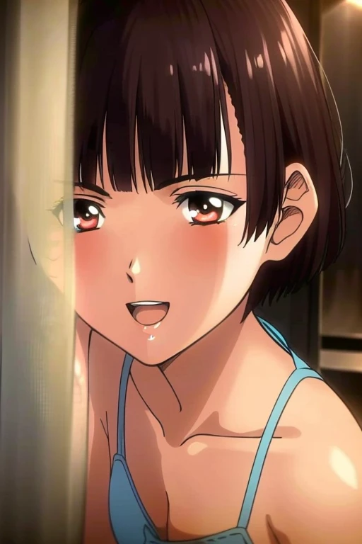 masterpiece,Highest quality,High resolution,Very detailed,One Girl,Long Hair,Side Lock,bangs,Shash,(オレンジ色のセーター風のbody paint:1.1),襟付きのシャツ風のbody paint,赤いペンシルスカート風のbody paint,タイツ風のbody paint,indoor,classroom,smile,(study:1.2),mechanical,Chair,Spread your legs座る,Spread your legs, Her panties are visible、Soaked costume、Detailed costume、Fellatio gestures、Obscene gestures、Cheeky pose、Sweaty、Wet、blush、Wet、Transparent nipples、Woman in costume play、body paint