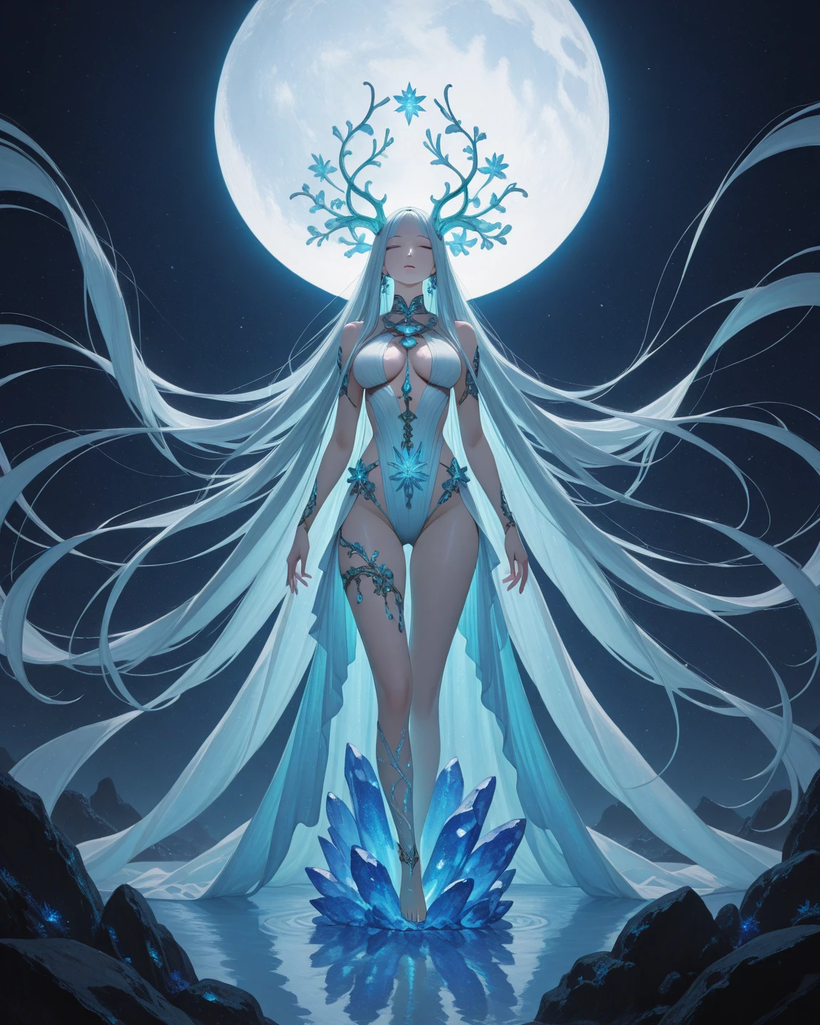 Visualize a gorgeous orca woman, her ethereal form gliding through the astral ocean with an ease that belies her massive size. Her sleek, shimmering skin reflects the otherworldly hues of the hyperrealistic fantasy backdrop, accentuating her seductive curves. Her large, captivating eyes hold a mysterious allure, drawing in those who gaze upon her. The astounding detail of her features, from the intricate patterns on her body to the luminous sheen of her skin, creates a sense of otherworldly beauty that transcends the realm of the ordinary. Each ripple in the water she passes through sends vibrant, kaleidoscopic waves across