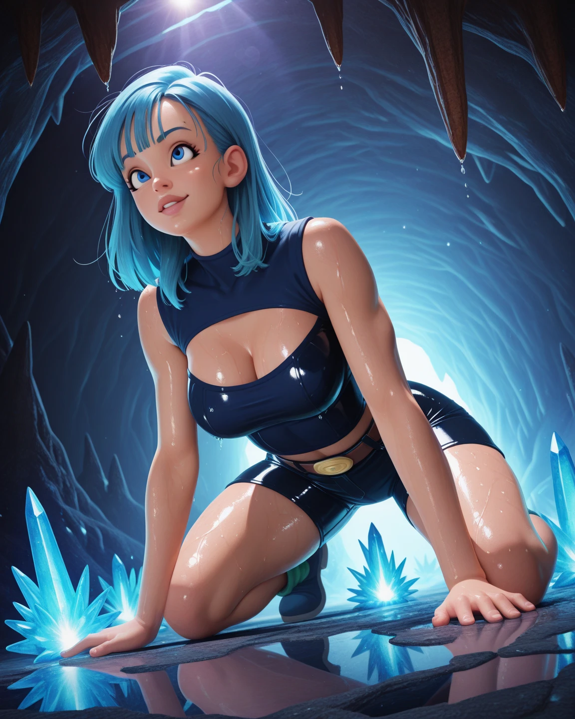 (((oaka_studio))), (high quality, best rendering), (beautiful girl, naughty anime girl), (bombshell, pin-up style), large breasts, transparent wet micro-bikini, yummy, shaved, perfect body, sculptural. fitness, mischievous smile, waterfall, almost naked, psychopath, crazy face, sexy pose, 2 piece clothing, pastel, centered, scale to fit dimensions, micro thong, micro bikini, camel toe