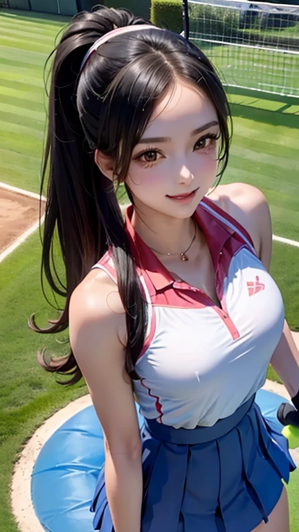 (8k, Raw photo, Best Quality, masutepiece:1.2), (Realistic, Photorealsitic:1.37), (((Knee-high bootetallic color costume)、((Nipple Covers))、((Bust Emphasis))、((See-through clothing))、((squat))、(Soaking wet)、((Jump))、超A high resolution, 1girl in, 18 years old, (idol:1.4), (famous actress :1.4), (beautifull detailed face:1), bangs,  (Multicolor floating hair), Skin Dentation, Light makeup, (Beautiful big breasts:1.3), (gleaming skin:1.1), Shiny skin, long limbs, slim, hanging breasted:1.3, Narrow waist, medium hips, thin legs, slim thigh, Dynamic lighting, Sexually suggestive faces, Glossy texture, lip stick, V-shaped eyebrows, v-line jaw, Looking at Viewer, (Long hair:1.3), (Perfect face:1.4), ((heavy wind)), Flowing hair, audience, (Smile:1.3), blue-sky, (((Monte Carlo Street Circuit))), (((racing car))), (((Racing Bikes))), ((Promotion Girl:1.3)), ((Grid Girl:1)), Pink lip, Light makeup, (Detailed promotional costumes are intricately worn:1.10), lace-up boots, Short sleeves, cropped tops, ((Short jacket:1)), (Tube Top Bra:1), knee high, (((Nylon short sleeve jacket with many logos))), (Knee Length Glitter Nylon Pleated Skirt), ((Asymmetrical medium size nylon pleated skirt)), small ass,  ((Promotional wear with logo)), (((Red and White Glitter Promotional Wear))), Fingerless gloves, Navel View Style, A darK-haired, Brown hair, Red hair, Blue eyes, (sweat drop:1), (Dynamic Angle), Walking, bending forward, audience,high Ponytail,Twin tails
