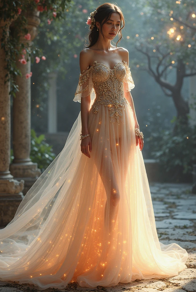 A women with transparent gown