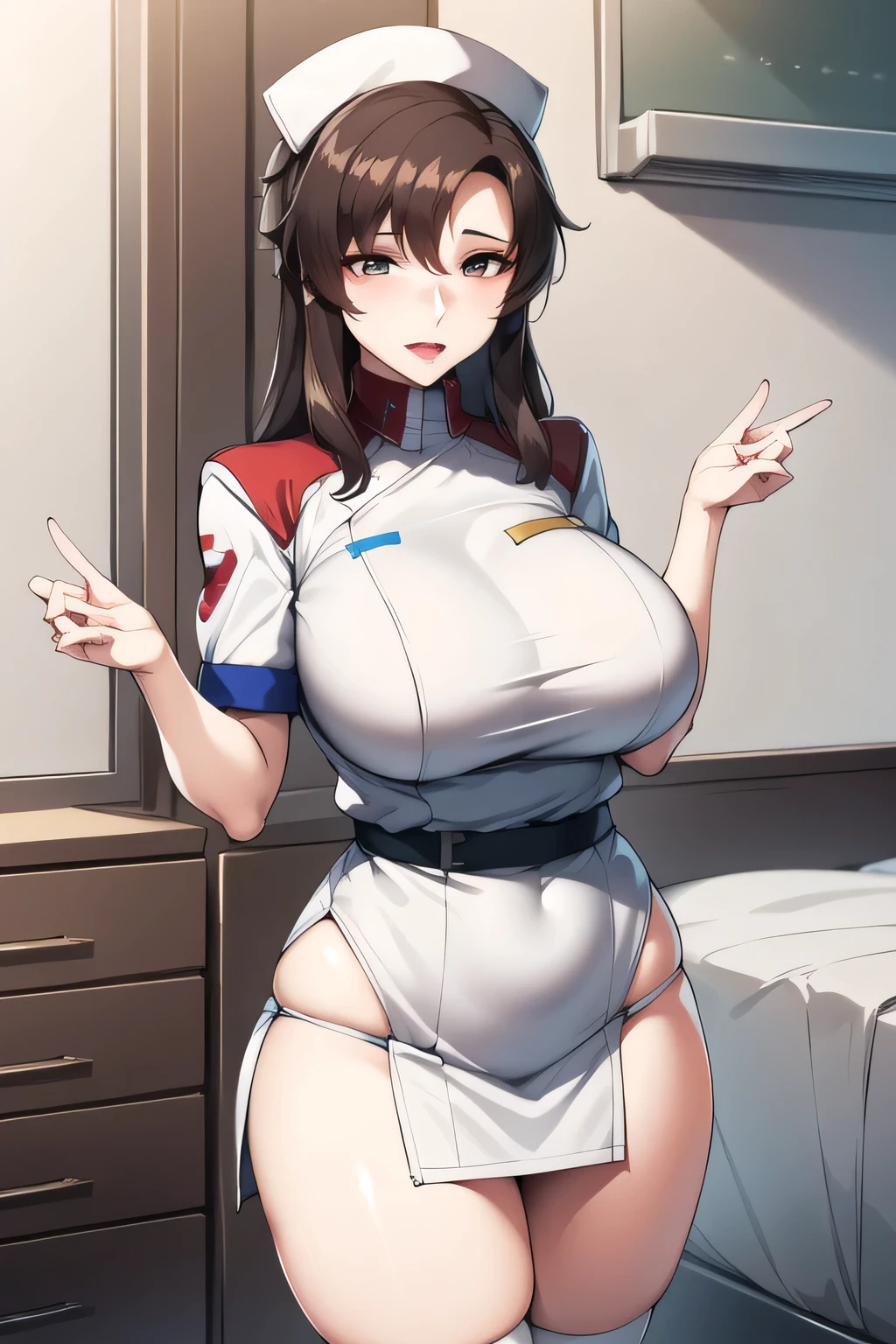 8k、超A high resolution、highest quality、Tabletop、Ultra-high resolution(Super huge giant chest、Toned body:1.18)(White Uniform:1.25)(Short black hair:1.1)Japanese women、very cute、Cute Smile、Spread your legs,Ofoot、bikini、haigure