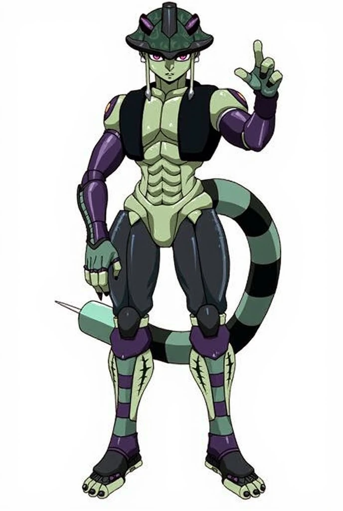 Terrifying woman with 6 arms coming out of her own body, green skin, green hair, orange eyes