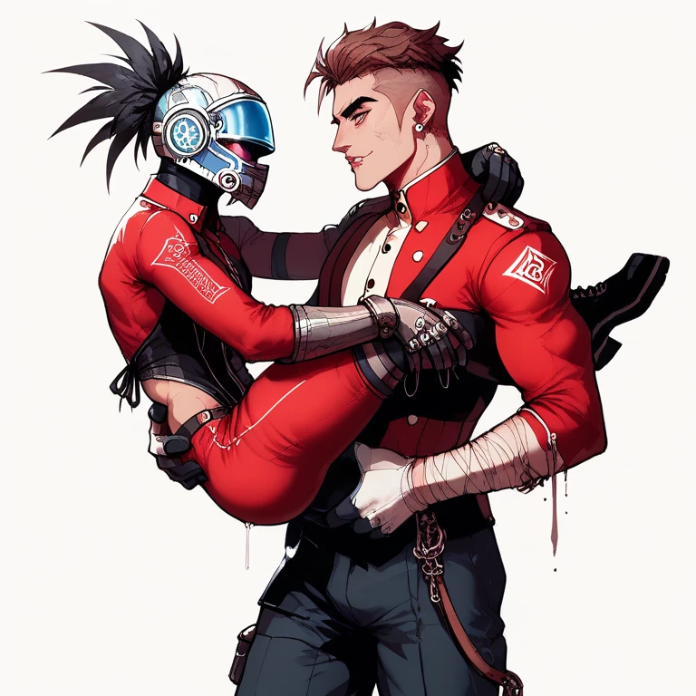 score_9, score_8_up, score_7_up, score_6_up, score_5_up, score_4_up, source_anime, sscs, zash, spartan \(halo\), 2boy, master chief, posters on wall
