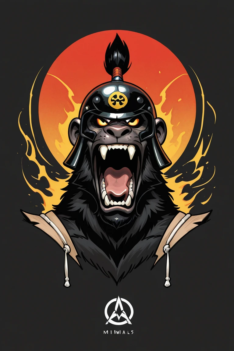 <lora:0mib3(gut auf 1):0.7> samurai [gorilla:oni mask:0.6] in the style of 0mib, portrait