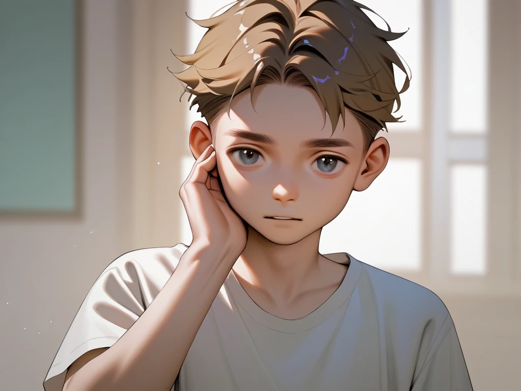 masterpiece, best quality, high quality, 1boy, solo, male focus, looking at viewer, upper body, <lora:shou_adachi:0.78>, shou_adachi, brown hair, realistic, tank top