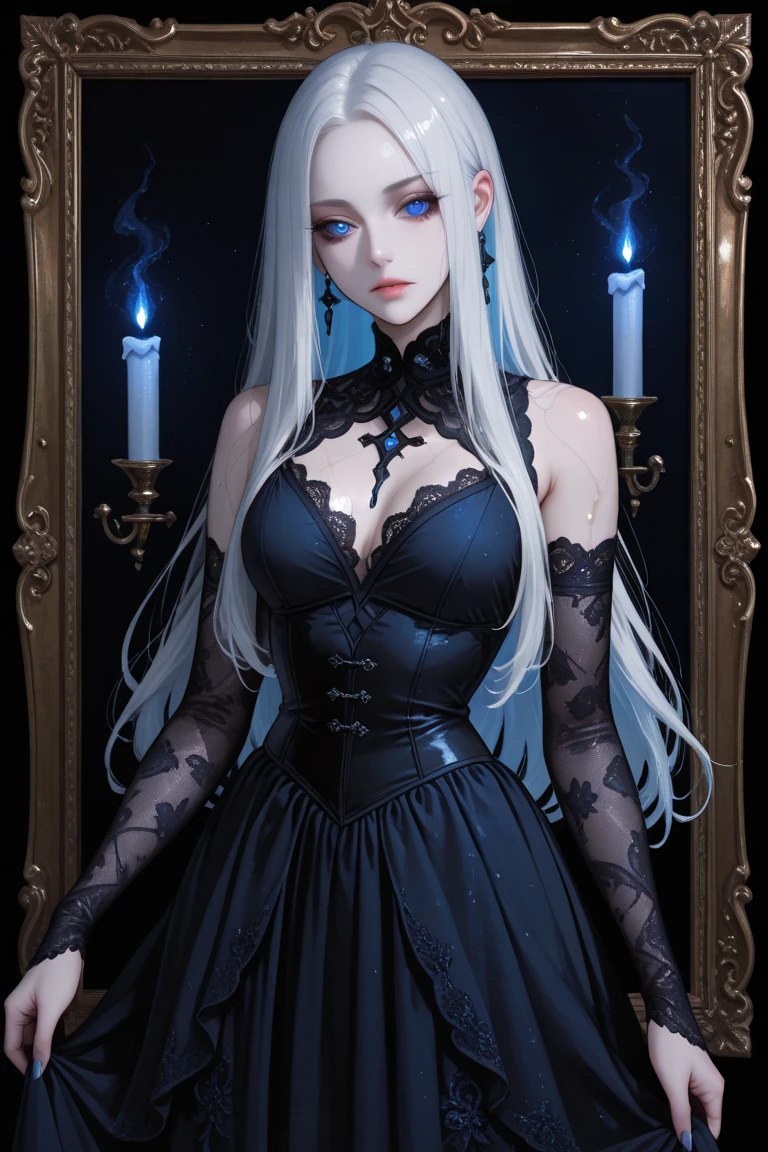 Sexy woman in a black dress and hat and a rose in her hair posing for a photo, cabelo platinado, olhos de cor rosa, Albedo do anime Overlord, Gapmoe Yandere Grimdark, Retrato Gapmoe Yandere Grimdark, menina anime demon, shalltear bloodfallen, personagem bruxa escura, bruxa escura da moda, menina bruxa, Bruxa das Trevas, Perfect lips, pele de porcelana, HDR, UHD, 64 mil, realista, hyper realistic, simetrical face, Motor irreal, Bokeh, high - resolution scan