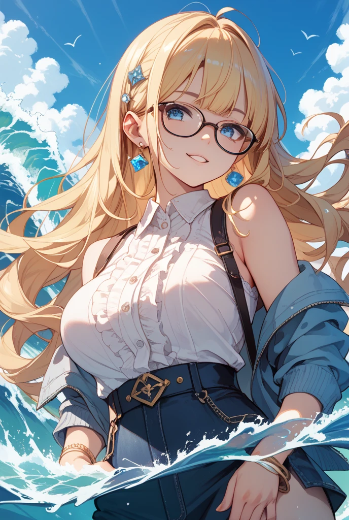 quasarcake、s16xue、By shinjiro、Female 1 person、Jeanne d'Arc \(fate\)、Jeanne d'Arc \(Swimwearアーチャー\) \(fate\)、Jeanne d'Arc \(Swimwearアーチャー\) \(second coming\) \(fate\)、黒縁Glasses、Blonde、chest、chestの谷間、競泳Swimwear、Front facing、Glasses、High leg、High legSwimwear、Food、Foodダウン、Food付きJacket、Big Breasts、Jacket、Long Hair、ワンピースSwimwear、ponytail、セミリムレスGlasses、Sideimple Background、sitting、smile、One person、Swimwear、Very long hair、Whistle、首にWhistle、白いJacket、白いワンピースSwimwear
