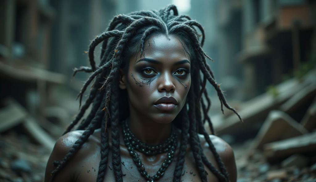 A sexy female yautja from the predator species with mandibles an dreadlocks, big tits, sexy, female