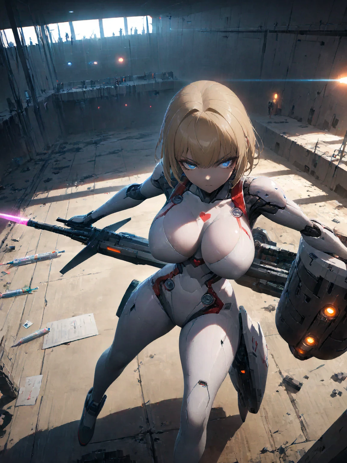 A very energetic Retrouse , (A very energetic Retrouseのとがった乳首:1.0), (A very energetic Retrouseのとがった乳輪:1.0), (Wearing a mechanical armor suit:1.3), Visible navel, Visible thighs, (Focused on a small dynamic 21 year old woman with a laser gun:1.3), (A woman dynamically aiming a laser gun at enemy troops:1.3), (Detailed Warzone battle backgrounds:1.3), (petite and short stature:1.0), (thin waist:1.1), (blondeのポニーテール), (dynamic action angles:1.3), (Laser gun with realistic and accurate details :1.3), (Surrealistic intricate sharp details:1.2), (contrasting light:1.2), (it's raining:1.2), (Wet:1.4), (at night:1.2), (Accurate reflections:1.2).camel toe、huge tit、nipple puff、cleavage、Psycho Gun、cobra、(Red Suit、blonde)、片腕がPsycho Gun、spiritual energy