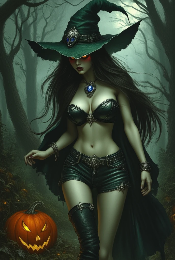 A beautiful woman with her breasts covered in a viscous black liquid that runs down her body, thin, translucent black tulle fabrics are flying around the woman, she has long black hair that is tied up and wet, green irises of eyes , her body and face is wet, thick legs, black mouth, big pointy voluminous breasts, posing for the camera, sitting on the dirt floor in a dark and gloomy forest, cloudy and rainy day, swamp , swamp witch, black gloves , a lot of fog in the background, better quality photo, a masterpiece, sensuality and elegance, HD, photograph taken by Sony R7 camera with 50mm Full frame lens, f1.2 aperture, fantasy style