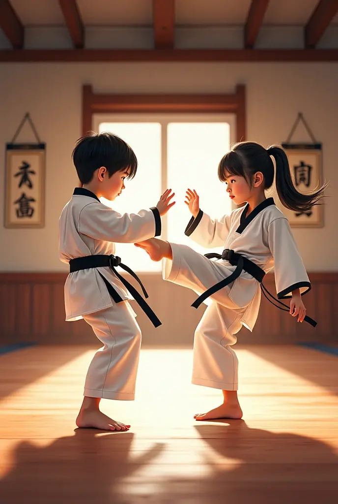 karate kids green and yellow belts