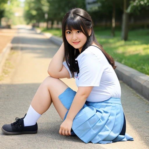 ​master piece, Best Quality,(12 years old Japan girl:1.5),(Looks like you're about to cry:1.3) ,(M-shaped legs spread on a park bench:1.8),(Junior high school girls&#39; summer clothes and hairpins:1.8),Brown eyes,(Small:1.7),(Smooth straight hair:1.5),(Slender body,Skinny Legs),A detailed eye,Very white skin,Letting down your bangs,Detailed body,Detailed hand,No makeup, full body Esbian, Smile,Smile showing white teeth,