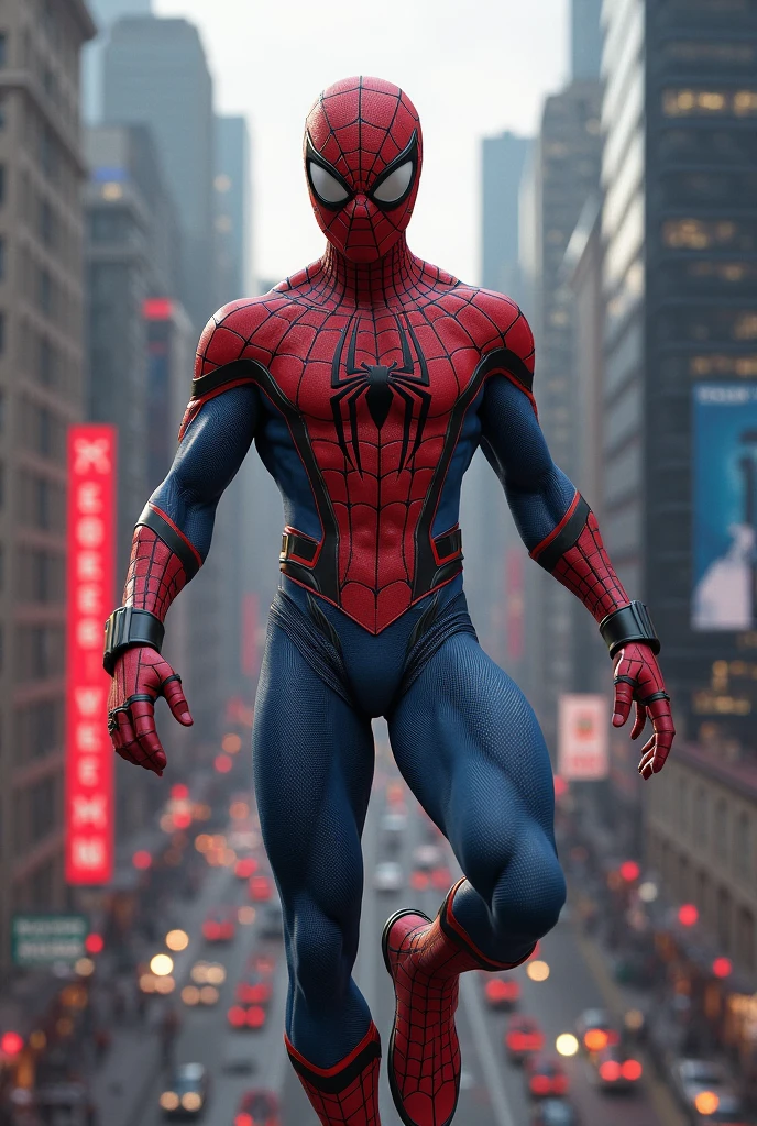spiderman robotic suit,red,white,blue,(best quality,4k,8k,highres,masterpiece:1.2),ultra-detailed,(realistic,photorealistic,photo-realistic:1.37),HDR,UHD,studio lighting,extremely detailed suit design,vivid colors,sharp focus,physically-based rendering,advanced robotics technology,energetic and dynamic posture,cityscape background,superhero action scene,vibrant red and blue color scheme,lifelike texture and reflections,glowing eyes and web patterns,attention to small details,metallic finish,high-tech accessories and gadgets,powerful and agile,urban environment,iconic spider logo,impressive light and shadow effects,action-packed battle scene,fluid and dynamic movement,impressive web-swinging skills,attention-grabbing composition,futuristic and stylish design,impressive acrobatic stunts,attention to anatomy and musculature,emerging from a powerful web,heroic stance,awe-inspiring superhero,enhanced strength and agility,vibrant and captivating artwork.