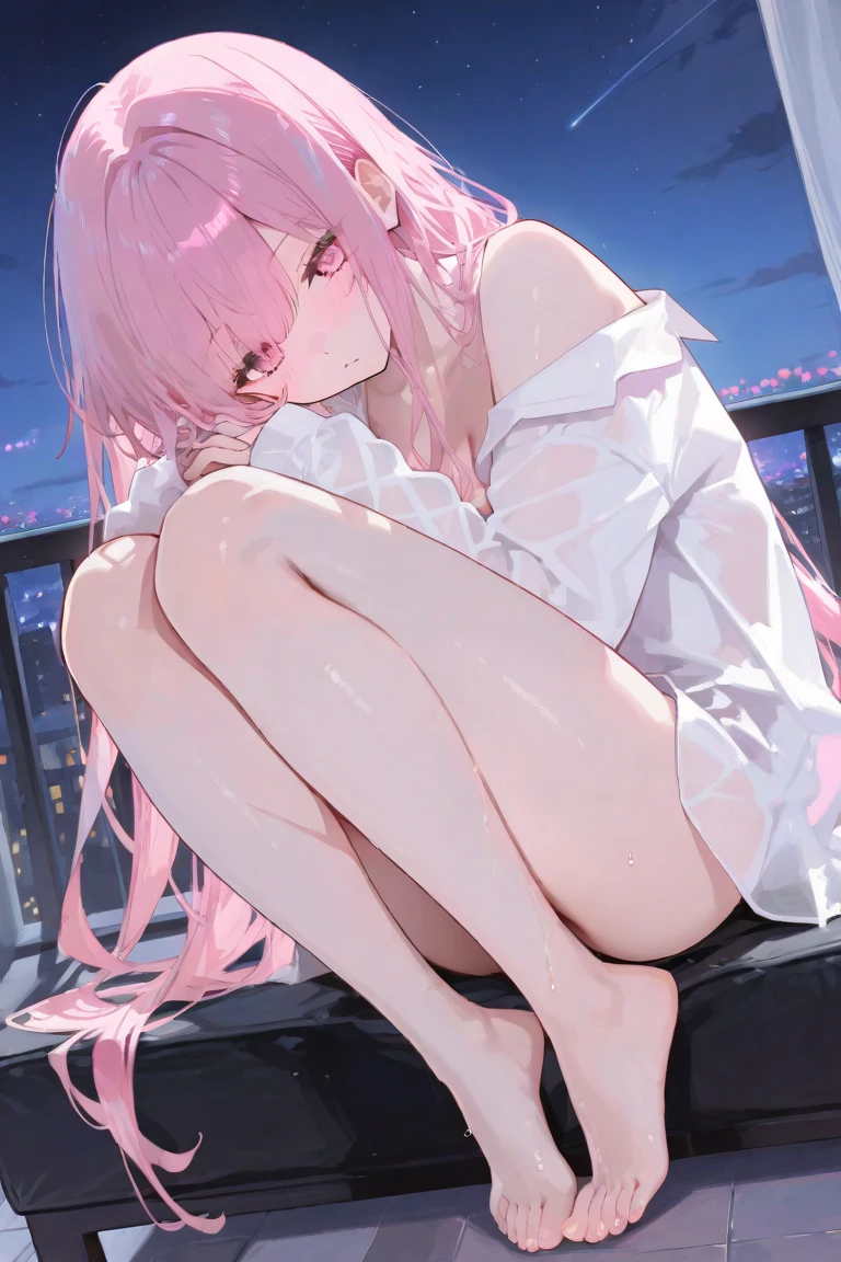 Dirty undies、woman、Full nudity、Embarrassing、Sweaty、Fly Hearts、Eyes are hearts、squat、Spread your legs wide、From below