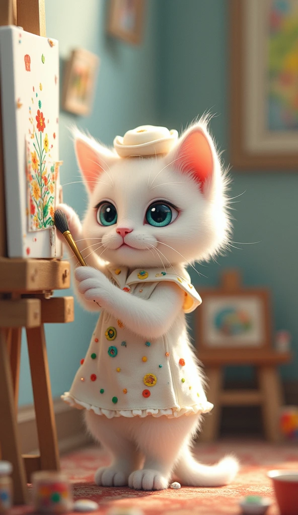 in style of cartoon moivie ,
(A cute female cat sitting on the dressing table looking at the mirror and putting on makeup),nightcap,穿着嘻哈风格的睡衣和戴夸张地fnightcap,detailed details,beautiful details,lipstick,Makeup Pen,perfume,flowers,Magazine,
background:Bathroom 3d rendering, cartoon,illustration,Pixar,cartoon,ultra high definition, high quality,32k,