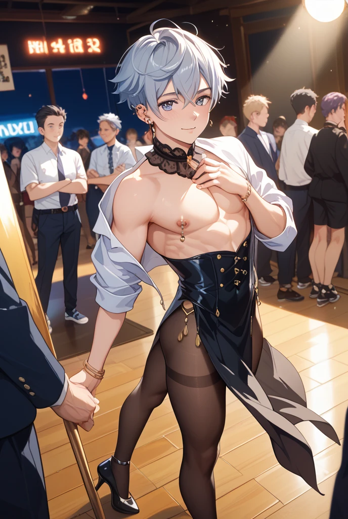 score_9, score_8_up, score_7_up, source_anime, blue eyes, 3boys, gay strip club, femboys, multiple boys stripping