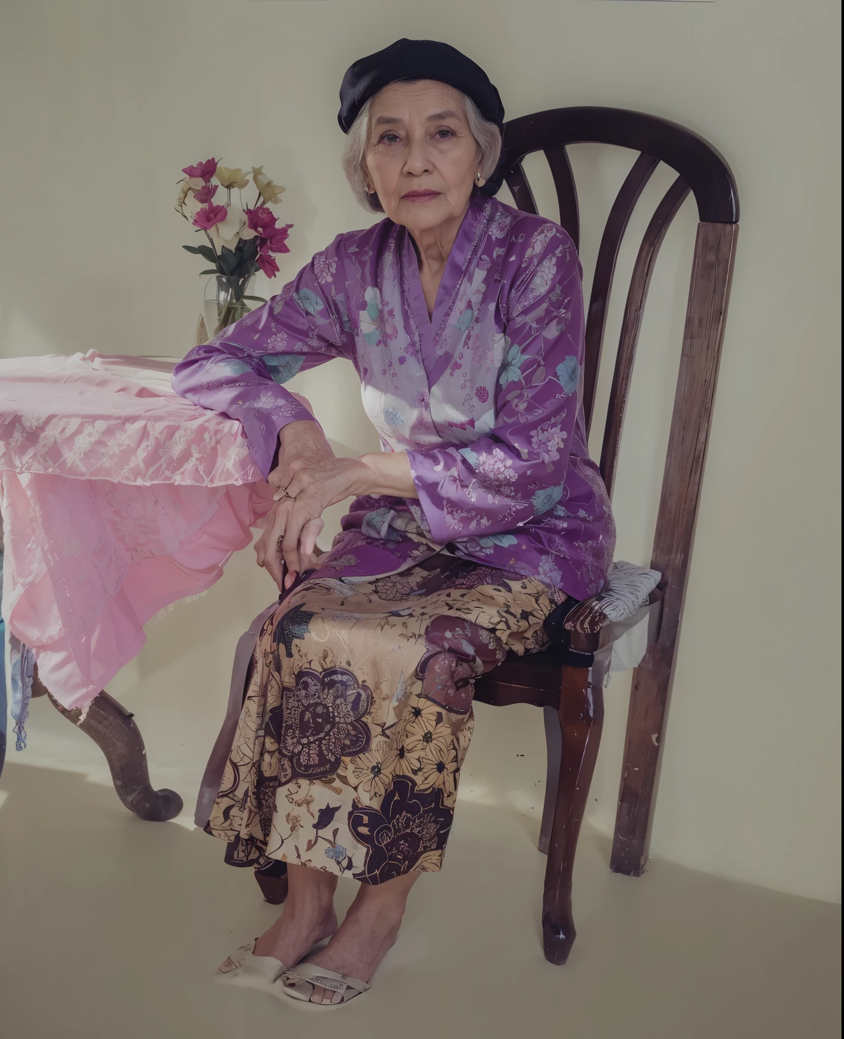 "grandmother ,sitting ,on, the terrace"