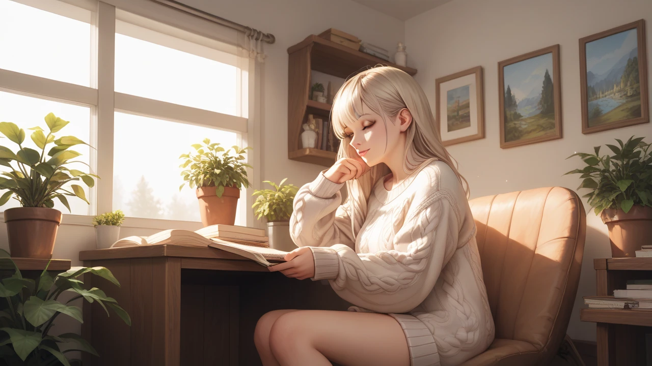 master part, 4K Ultra HD, foco nítido, Realistic, super detalhado, a Gura Gawr style girl in a stylized black and red jumpsuit, apenas parte superior, fechar, Mantenha o rosto do Gawr Gura, mais realista, sitting on a sofa with a bookshelf in the background.