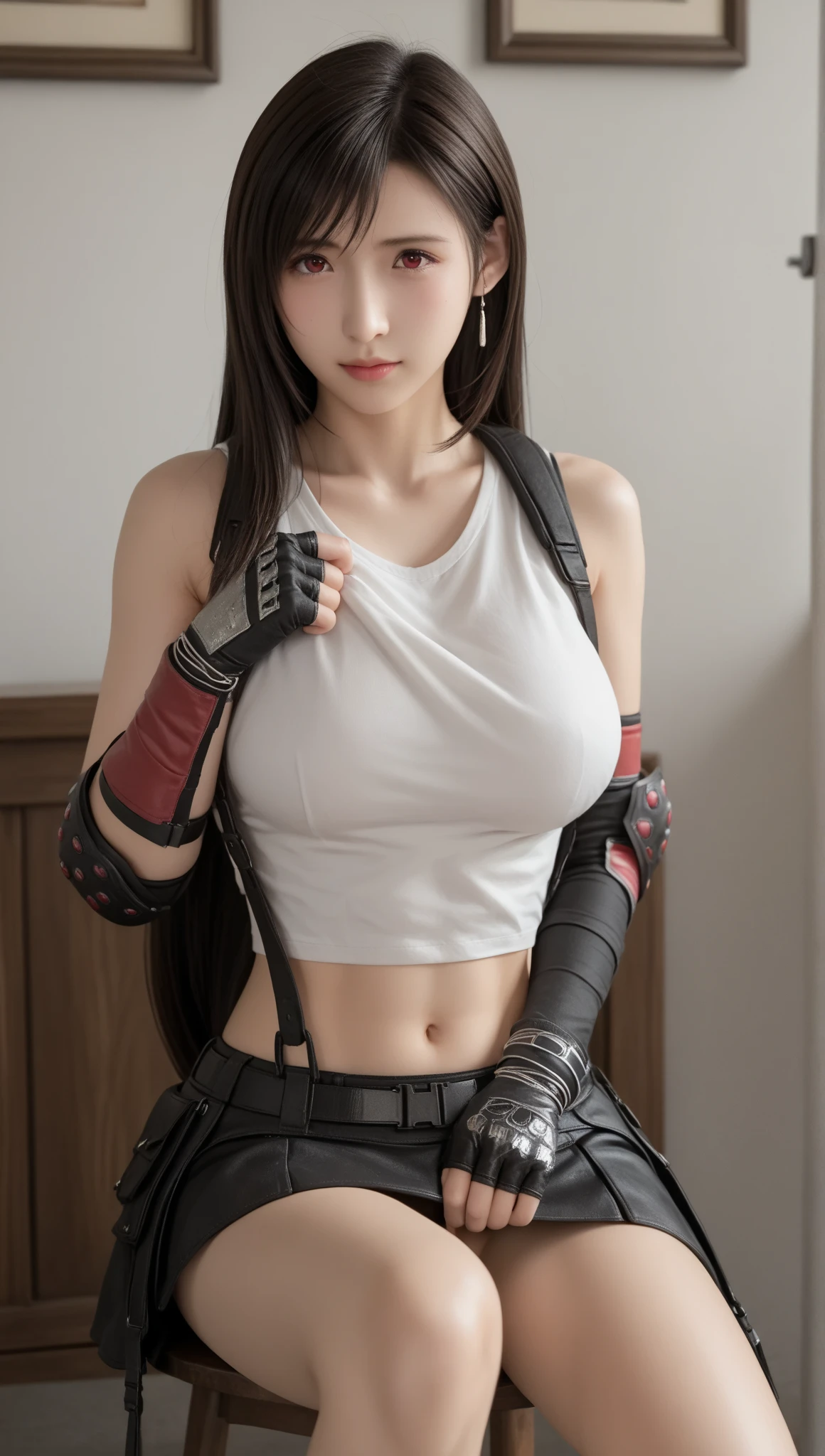 (17 age), (Gravure Model Girl), (Detailed beautiful girl:1.3), (extremely detailed eye and face), (beatiful detailed eyes), (Detailed lips), (beautiful detailed collarbone), (large well-shaped breasts), (Perfect fingers), (Beautiful detailed thighs), (Beautiful lustrous black hair:1.3), (Long bangs:1.5), (side poneyTail:1.3), (Longhaire:1.2), (surgical mask:1.5), (Detailed T-shirt:1.3), (Harnes:1.3), (Fingerstick Gloves:1.3), (Denim shorts:1.3), (Leather Belt:1.3), (Leg Bag:1.3), (Light on the Face), (电影灯光), sexy pose, (from a_front), (up looking_で_viewer), (Raw photography:1.2), (photorealisim:1.4), (huge filesize), (masterpiece), (top-quality), (hight resolution), (finely detail), (super detailing),(8k wallpaper), (surrealism), (Kpop Idol, Korean mixed), (50mm Sigma f/1.4 ZEISS lens, F1.4, 1/800s, ISO 100, fotograpy:1.1),