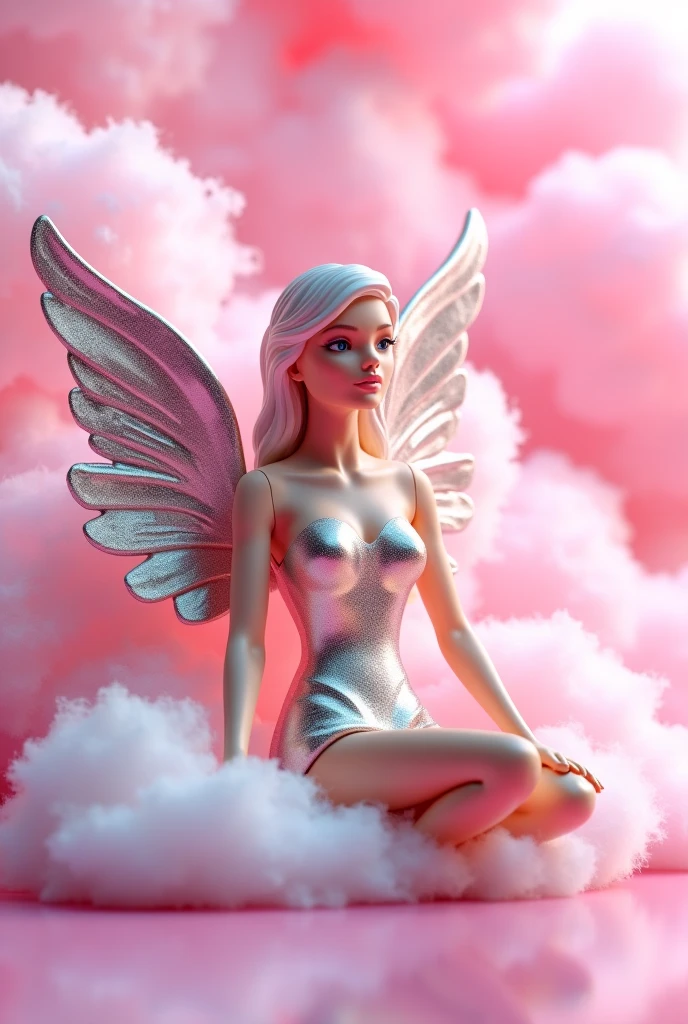 A striking teen adult model with icy blue eyes and angelic features poses playfully amidst a whimsical, nude, candy-colored wonderland, naked, youthful and energetic atmosphere, playful, posing, captured with a vibrant cartoon-inspired rendering engine, by Tim Walker, full body