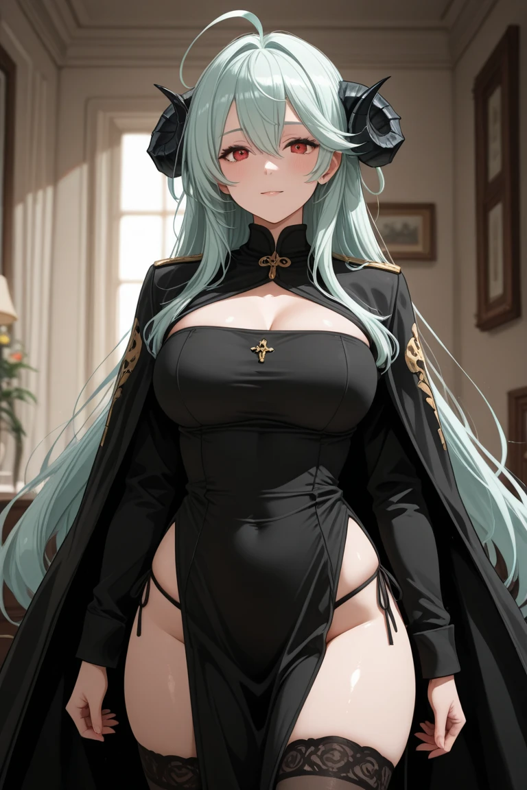 one woman, fox ears, fox tail, silver hair, green eyes, medium breasts, wide hips, full body, hair ornament, mommy, mature lady, well dressed,