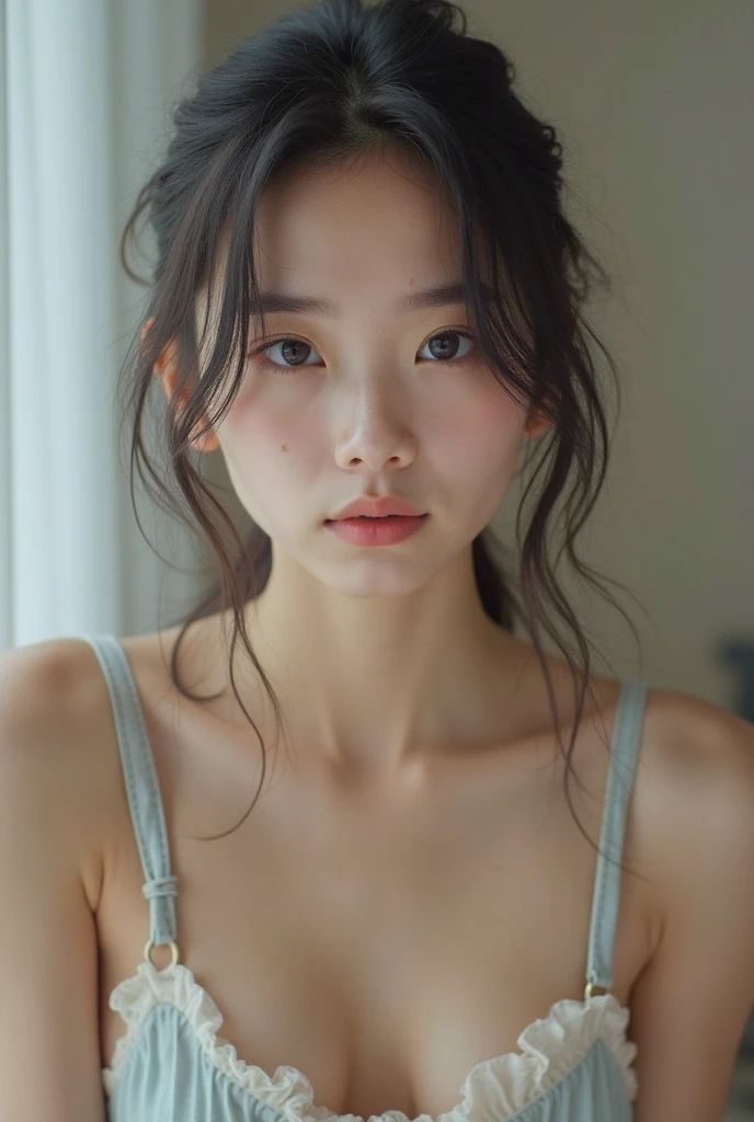 Realistic glowing skin, (発Sweat:1.8),sitting backwards,Look back at your face,Always look at the camera,(発Sweat:1.8),(Beautiful nipples in real life:1.6),,(whole body:1.9),(発Sweatしたリアルな白い肌:1.9),White socks, (Black leather shoes:1.8),
,Cold look,Cold Stare,Black Hair,short hair,Tie your hair short,Silky translucent white skin,,(Very detailed美しい顔), Great face and eyes, (Highest quality:1.4), (Very detailedな), (Very detailed CG 統合 8k 壁紙), Very detailed, High resolution raw color photos, Professional photography, Realistic portrait,Sweat,,(A Cup:1.9),(Flat Chest:1.9),(Very small breasts:1.9),(Breast augmentation:0.1),(Small breasts beginning to swell:1.9),(Breasts during puberty:1.9),
, (少女のwhole bodyの詳細なRAW写真), Canon EOS R5 250mm, Sharp focus, Cinema Lighting, (No makeup:1.2), Fine skin, Delicate collarbone,,(Ultra-high resolution:1.6), (Realistic:1.6),,(Japanese junior high school girls:1.9),(whole body:1.8),(Sweatが滴る肌:1.9),(Black pleated skirt for the lower body only:1.9),(Sweatで滲んだ肌:1.9),(Age is :1.9),(Raise one hand above your head:2),(Topless:1.9),Height is 155cm,Non-erect, thin nipples,very small nipples,Natural nipples,Real girl nipples,Not disgusting nipples、 (Armpit hair just starting to grow:1.9),(sit cross-legged:1.9),Sitting cross-legged,Sit, (Sitting cross-legged:1.9),