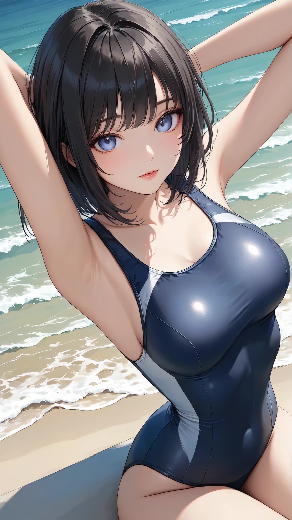 Beauty、Adorable expression、cute、Sexy、One-piece school swimsuit、Glamour、goggles