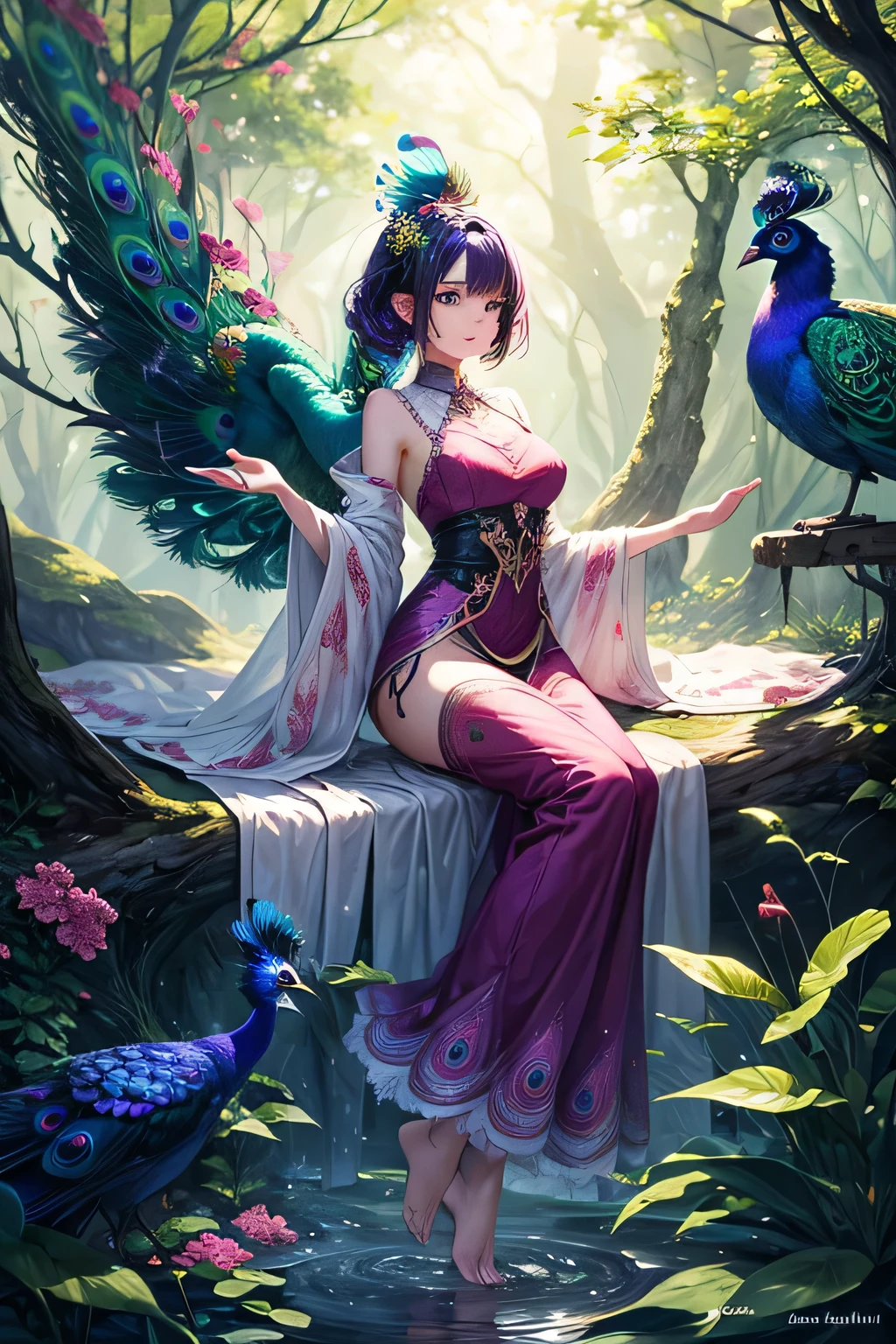 tide play,  nipples,  split color hair,  wind, flying petals, stainedglassai,
ornamental, intricate details, 
dufkova, 2d, lineart, watercolor, ink watercolor, random color hair, super long hair, wavy, 1girl,alraune,flower, nipples, <lora:petradufkova-02:1.13> , alraune, <lora:AlraunePlantGirl[alraune]V2:0.9>  <lora:Tideplay:0.2> <lora:SplitColorHairV1:1> <lora:stainedglassai_v10:0.6>