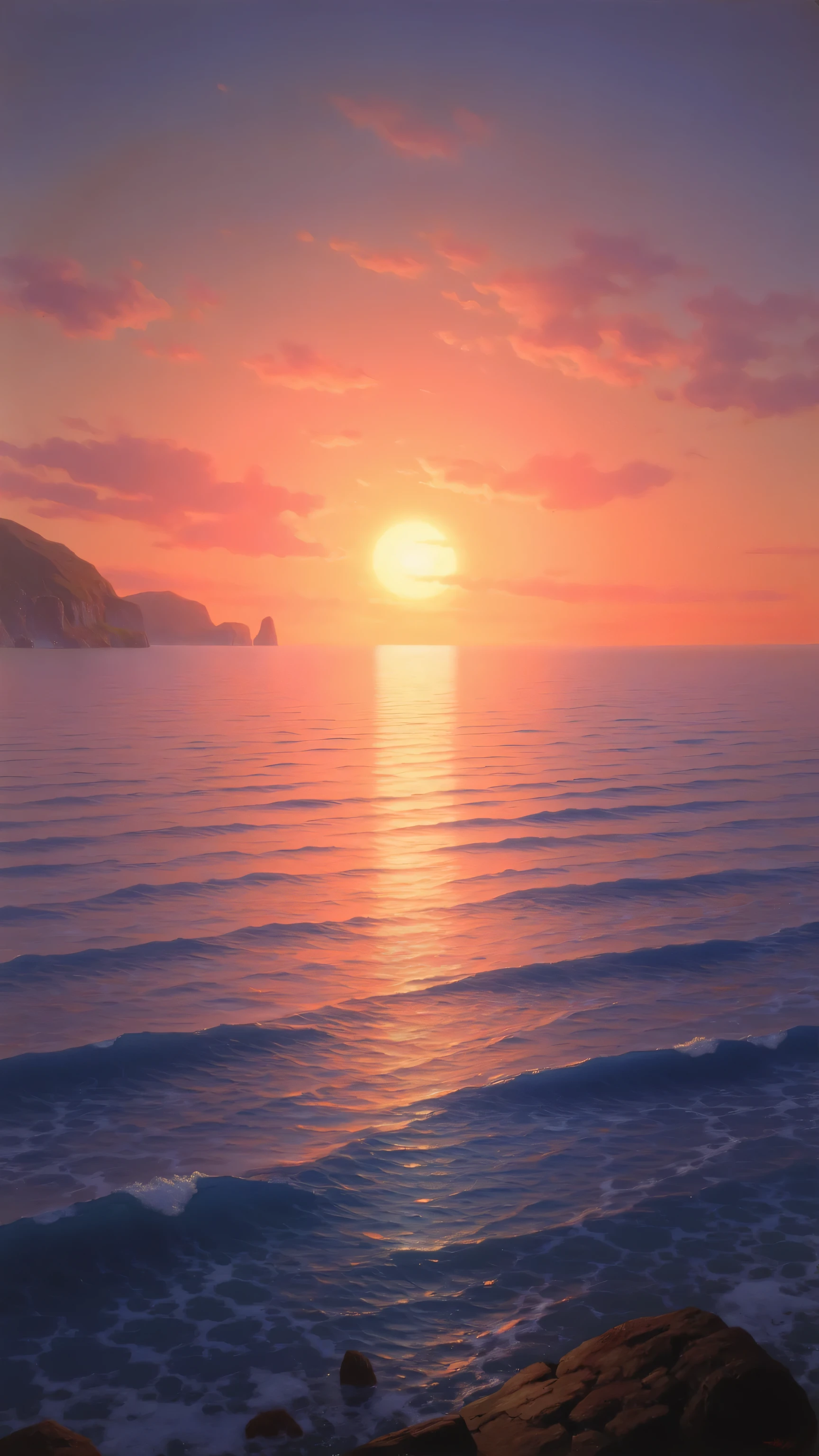 Large Panorama,sunrise over the sea ,are in reverse。
