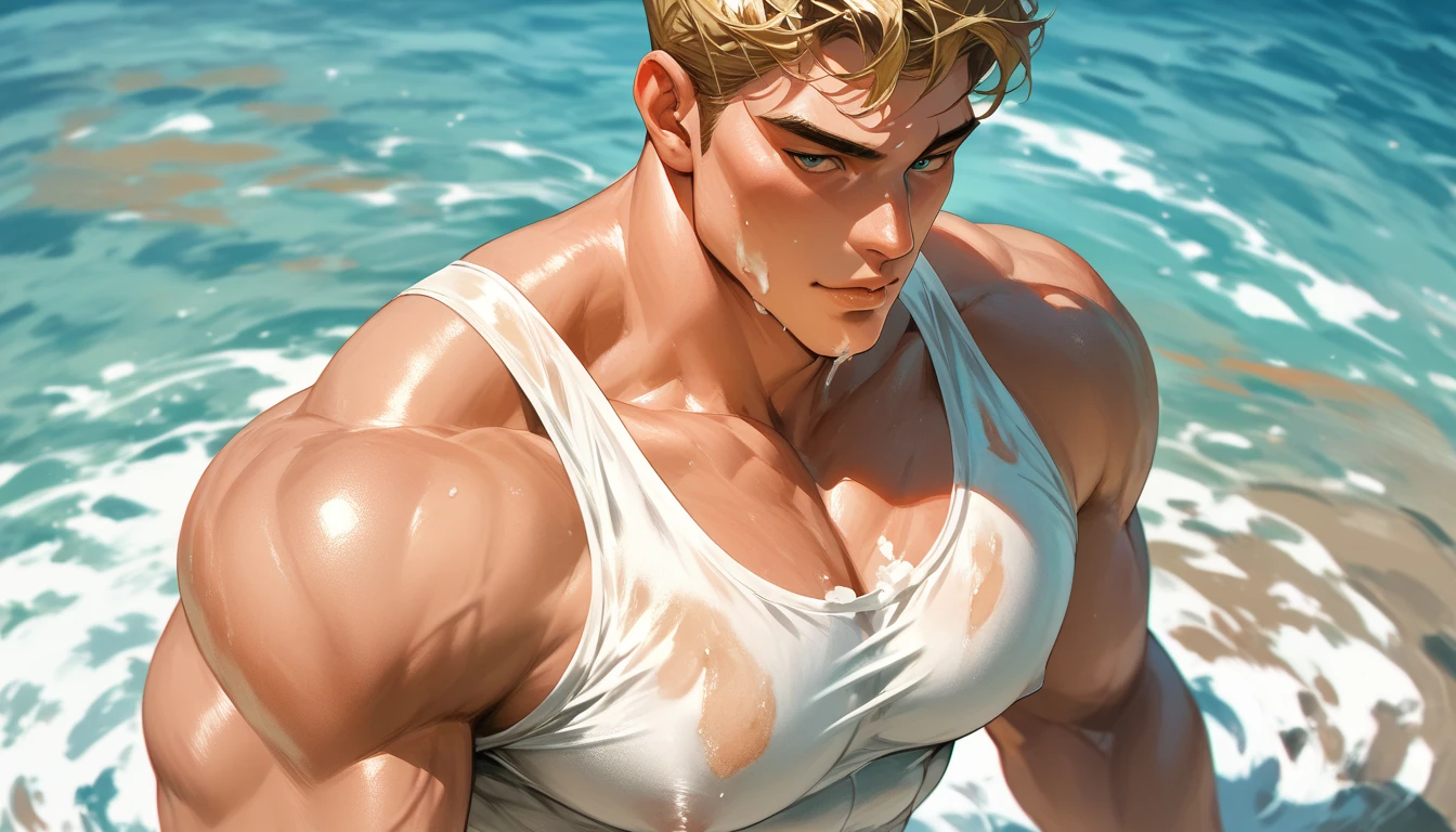(8K, RAW photo, Highest quality), (full-body shot:1.3), (blue eyes:1.6), (18 years old:1.5), white pale skin, (prince eric from the little mermaid:1.6),(prince_eric:1.5)(short hair:1.6), (dark brown hair:1.5), (wavy hair:1.3), (ocean:1.5), (costline:1.5), Realistic, (((1 perfect :1.3))), 1 amazing , (((1 nice :1.2))), 1 beautiful , 1 great , 1 male , male scrotum, perfect scrotum, male structure, male genitalia,, handsome man,frontage, Intricate details, Extremely detailed eyes and eyelashes, Muscular male, Manly, masculine, Soft lighting, Cinematic lighting, Portrait, Exposing the pectoral muscles, male model, muscular, ripped, defined body, Digital SLR, hyper qualit, Fujifilm XT3, Crystal clear, 8K UHD, High detail, Ultra photo realsisim, haar, ((Realistic skin), ((pores)), ((high detail skin)), volumettic light, groin, far, complex 3D visualization, high detail, 1 handsome young man (nsfw) looking at the viewer (Pureerosface_V 1:0.6), pure, genuine human skin , (bare chest), muscles, vivid details, hyperrealistic, beautiful background, octane rendering, best quality, masterpiece, extremely detailed, computer graphics, unity, wallpapers (realistic, photorealistic: 1.37), (((anatomically correct:1.4))), stunning, fine details, masterpiece, best quality, official art, extremely detailed CG unity 8k wallpaperull Body))), ((Correct body structure)), (((Correct dissection))), (((Depth of field:1.5))), detailed, smooth muscles, cock, thick genital