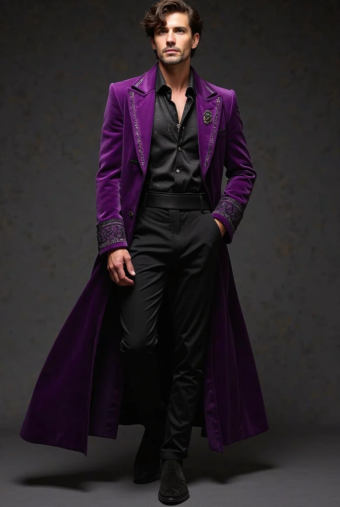 (8k,photorrealistic　RAW photograph　Maximum quality;1.4) (1 young boy) Super handsome king of the underworld　(lifelike face) 　(far away, curly hair with violet flowers)　slenderbody　velues, eyeballs, muscular guy　grandes eyeballs cor-de-rosa　Aristocratic violet flower outfit 　Violet flower decoration　Fangs peeking out of the mouth　Pointed claws　a seductive gaze　Beautiful expression　A hyper-realistic　(King of the Underworld)　appealing　(real looking skin)　super high resolution　high détail　Luxurious Violet Flower Trousers　Aura of violet flowers emanating from the body　effect 