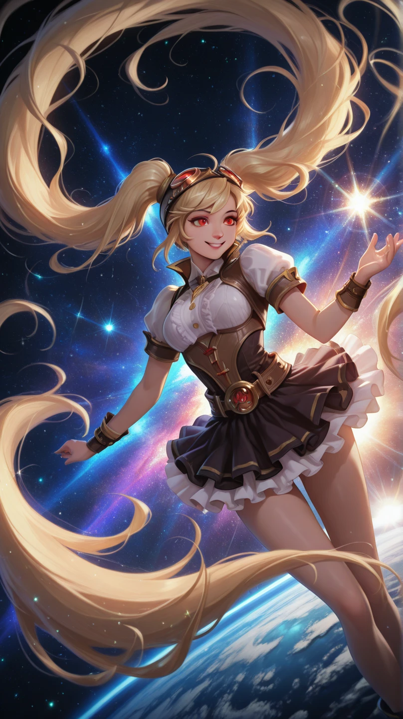 masterpiece, high resolution, image, best quality, 8k, best quality, ultra detailed, solo, 1girl, 1girl,Child, 12 years old, butterfly star, hair band with horn:1.4), fluffy panties, small breasts, long hair, blonde hair, (dark forest with starry sky), perfect face, smile, detailed eyes