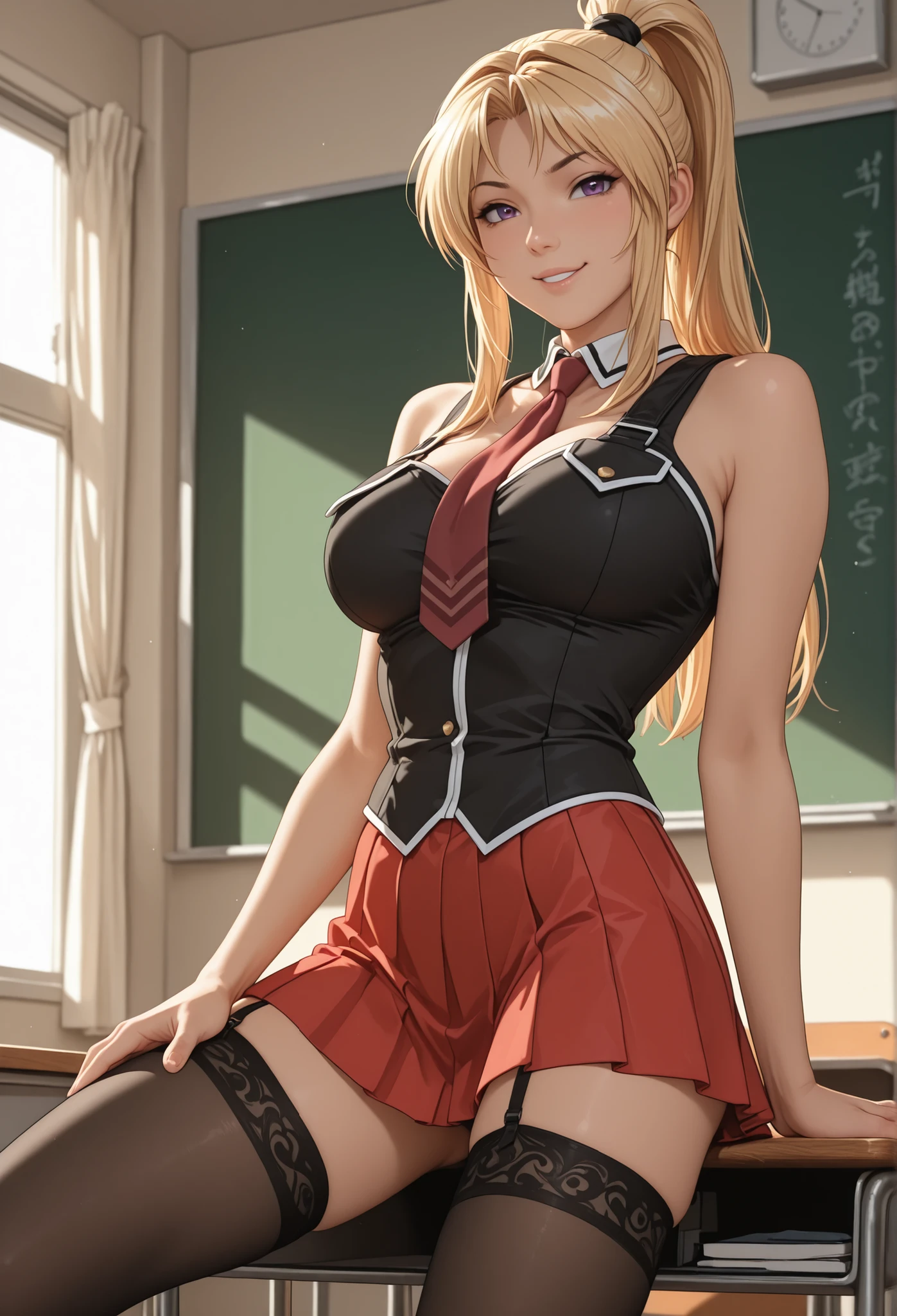 NSFW, (girl),((optimal quality)), ((Masterpiece)), (A detailed: 1.4),face red,perspire,showing niples, The ultimate masterpiece,(fidelity:1.2),(sexy),(Huge chest), Open crotch, Open legs, (Smooth: 1.1), (Cutes: 0.9), (shiny: 1.1),, red lips, cute girl, anime, cute pose, super small translucent lace lingerie,g string mini thong, (big breast), big ass, detailed lines, 8k image, no blur, perfect realistic nipples, sexy closed smile, erotic, super small sexy armor,detailed realistic vagina, michievous smile, hottest girl in the world, dominant gestures, super small short dress, in a classroom, tights, asuna from blue archive game, blonde, cutest girl on earth
