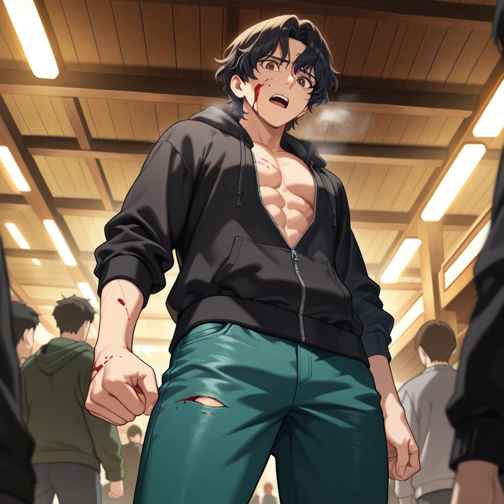 1boy、Handsome Men、Japanese male, 、Completely naked、Full nudity、erection、Huge penis、Highest quality、Realistic、beautiful、Sad look、 ((((Completely tied up with rope)))), ((((A very tight rope is crisscrossed over the chest)))),(((Body bound with tight rope)))、whole body、Surrounded by men and women in uniform、In a school classroom、erection、完全Completely naked、On all fours