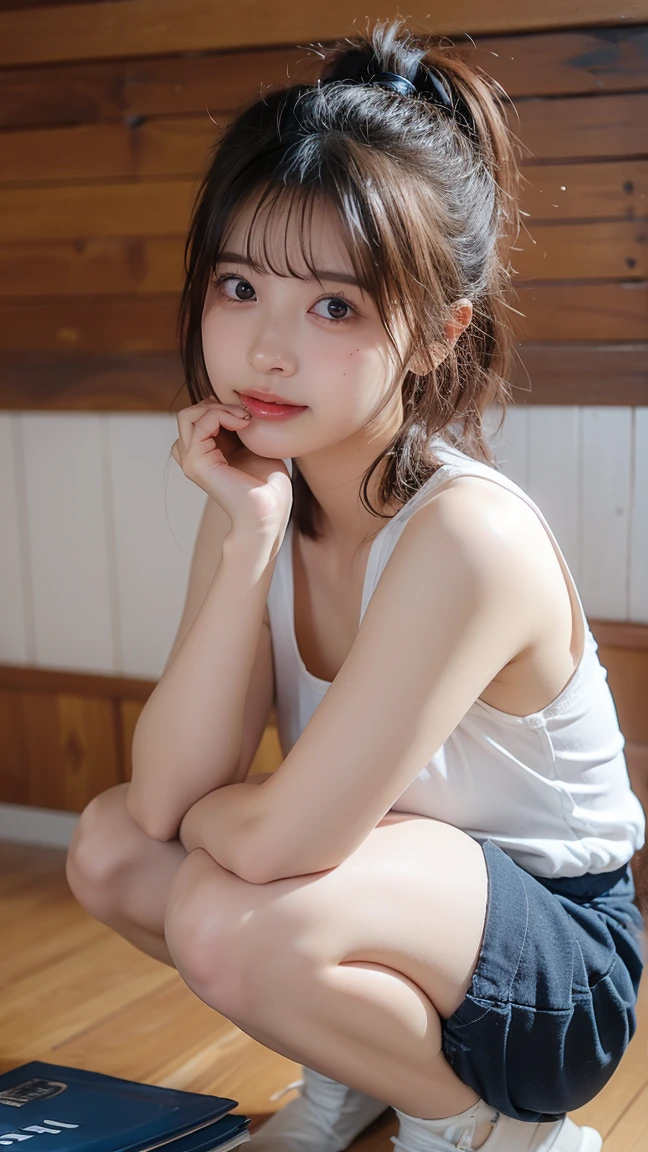 (highest quality,masterpiece:1.3,超A high resolution,),(Ultra-detailed,Caustics),(Photorealistic:1.4,RAW shooting,)Ultra-Realistic Capture,Very detailed,High resolution 16K human skin closeup。 The skin texture is natural、,Pores、It must be detailed enough to be easily identifiable.。 Skin should look healthy and have an even tone。 Use natural light and color,break,(A married woman in a white tank top and white leggings crawling on all fours on a yoga mat in a yoga class),28 years old,Beauty,No bra, (I can see her nipples erect through her clothes:1.2),A devilish smile,Looking at the camera,Ultra Mummy,Big Ass,Sweating all over the body,Clothes that are wet with sweat and stick tightly to the body,