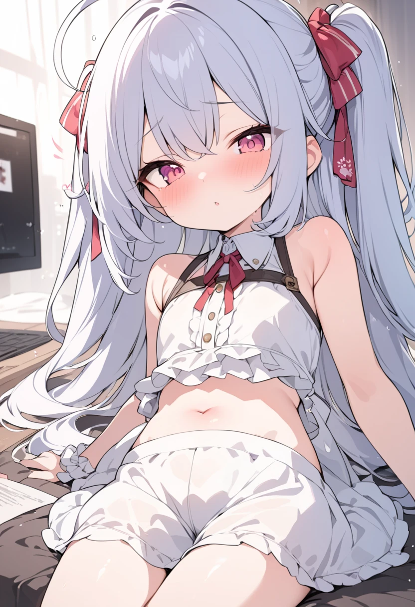 (((((ultra-detailed, disheveled hair, beautiful detailed eyes, beautiful, amazing, detailed eyes, perfect hands, masterpiece, best quality))))), (first_person_view), solo_focus, nsfw, shiny skin, ((pov)), break,
(((1cutemales, adult))), solo, hetero, (((short stature))), Thick thighs, ((medium short layered hair, blue eyes)), orgasm, loves smile, Estrus face, dynamic pose, break, clothing, ((White cow print bikini)), (((bulge))), (((puffy nipple bulge, small penis bulge, small testicles bulge, femboy bulge))), (Body line is emphasized), break, location, indoors,