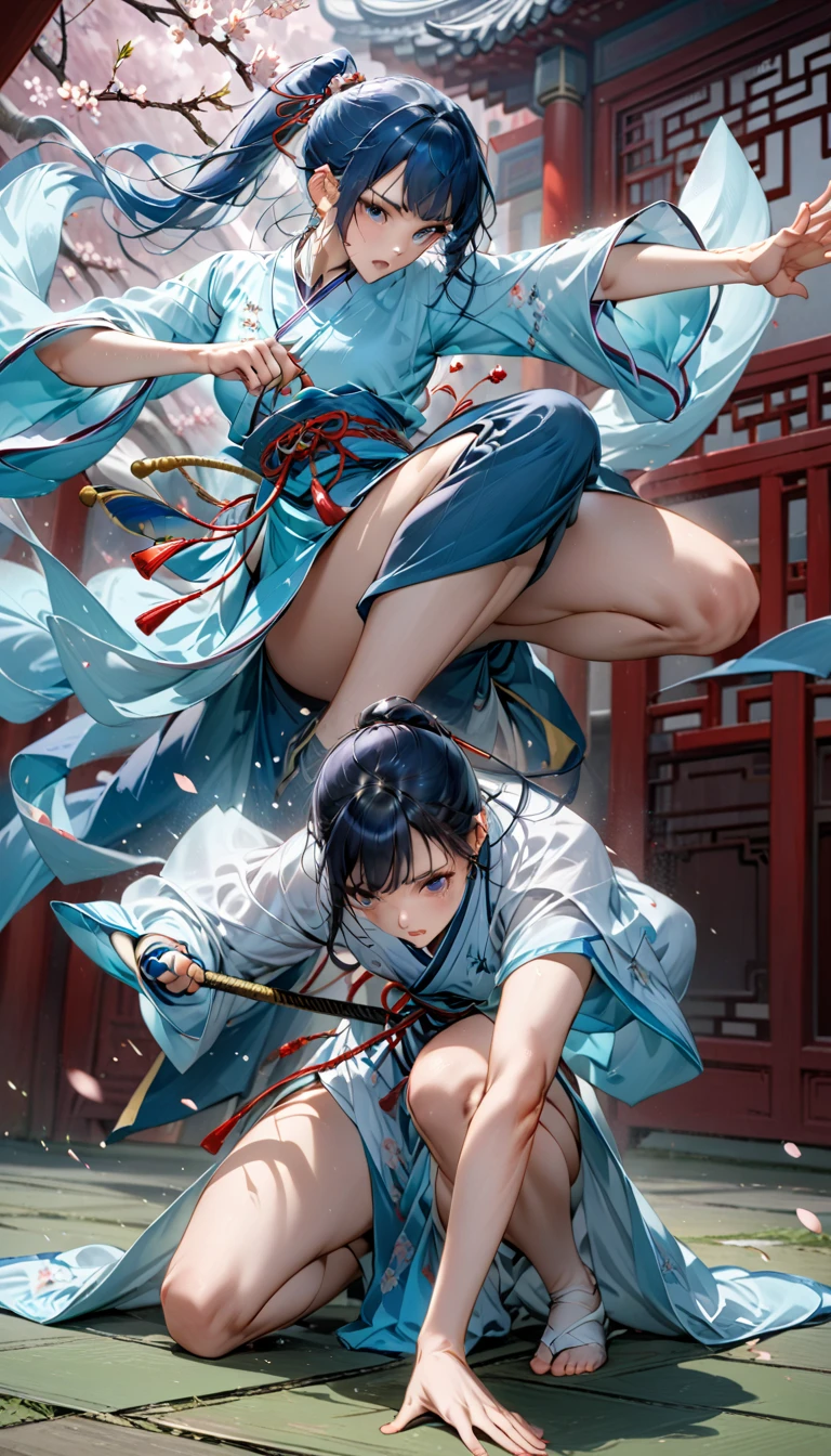 young woman, Medium breasts, Beautiful body, very sexy, in a kimono, Breasts fell out, training, martial arts, photorealistic, Best quality, 8k quality
