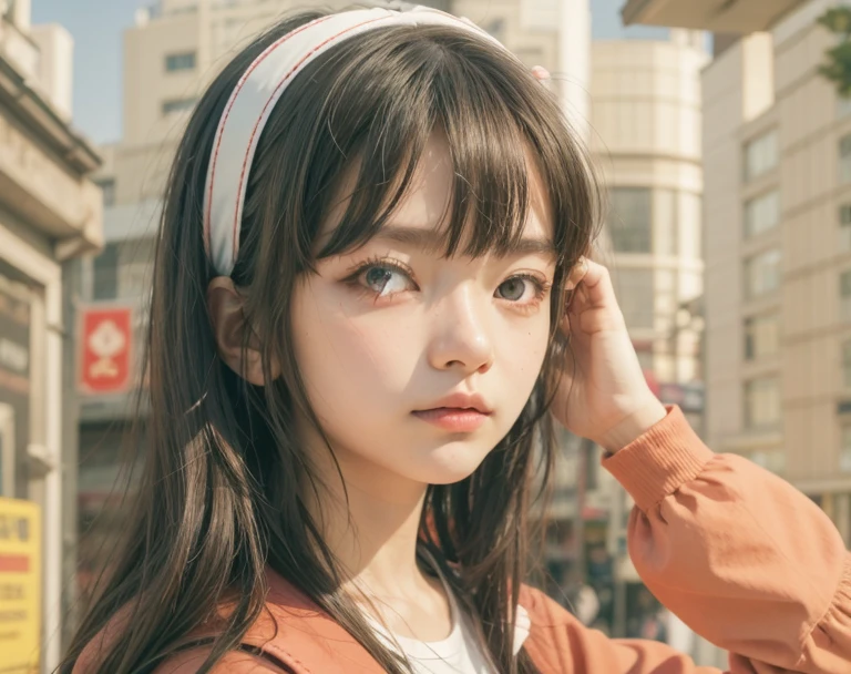 top-quality、masterpiece、超A high resolution、(Photorealsitic:1.4)、Raw photo、Detailed CG image quality、Cyberpunk Complex Streetwear、Beautiful fece、1girl in、detailed portrait、8K picture quality、bright colour、concept-art、Cinematic and dramatic atmosphere、foco nítido、Volumetric lighting、Cinematographic lighting、Wearing studio quality、Colorful neon lighting、depth of fields、Ambient lighting、Blurred foreground、blurry backround:1.3、